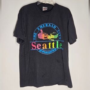 Oneita Colorful Seattle, Washington Tee Shirt